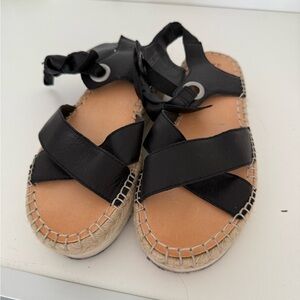 Frye Black Strappy Espadrille Sandals